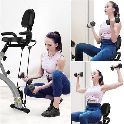  Exercise Bike Folding Stationary Cycling Bicycle Indoor Upright Recumbent Exercise Bike with LCD Monitor Maximum Weight 300lb