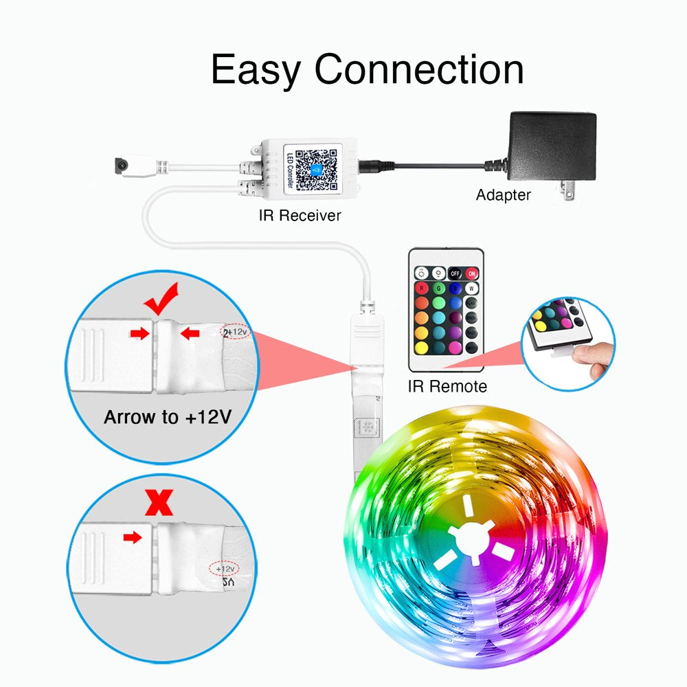 DAYBETTER 50Ft LED Strip Lights,Rgb 5050 LED Lights Work with Google Assistant, Flexible, Timer Schedule,Color Changing Light Strips for Bedroom