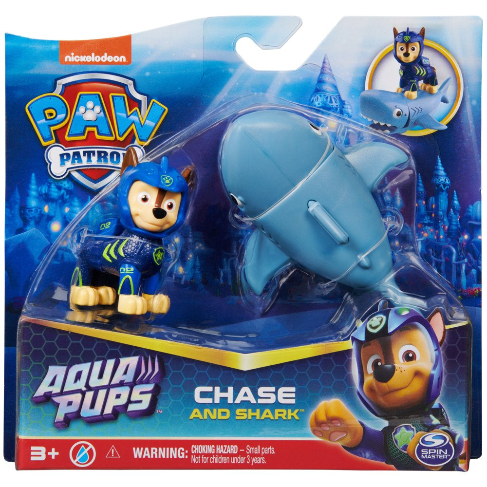 PAW Patrol, Aqua Pups Chase and Shark Action Figures for Kids Ages 3 and up