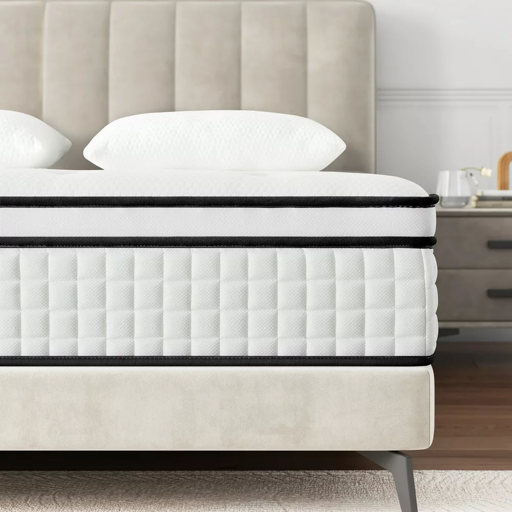 Queen Mattress, Molblly 12" Hybrid Mattress,Innerspring and Gel Memory Foam