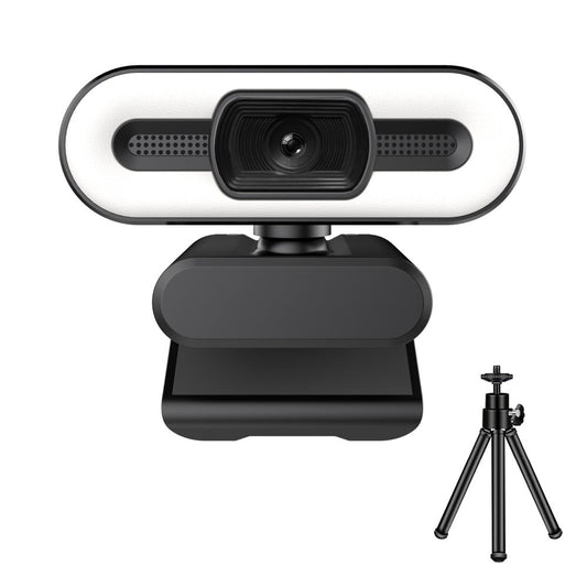 1080P HD USB Webcam, Web Camera with Tripod, Built-in Microphone, Adjustable Light, Laptop Desktop PC Computer Web Camera for Live Streaming Video Calling Conferencing Recording Gaming