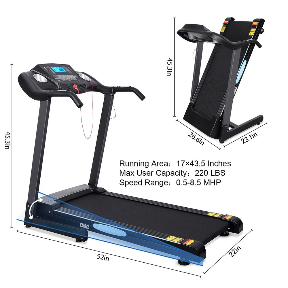 MaxKare 2.5 HP Folding Treadmill with 12% Auto Incline 8.5 mph Speed 15 Preset Program, 220lbs Max Weight, for Home Gym