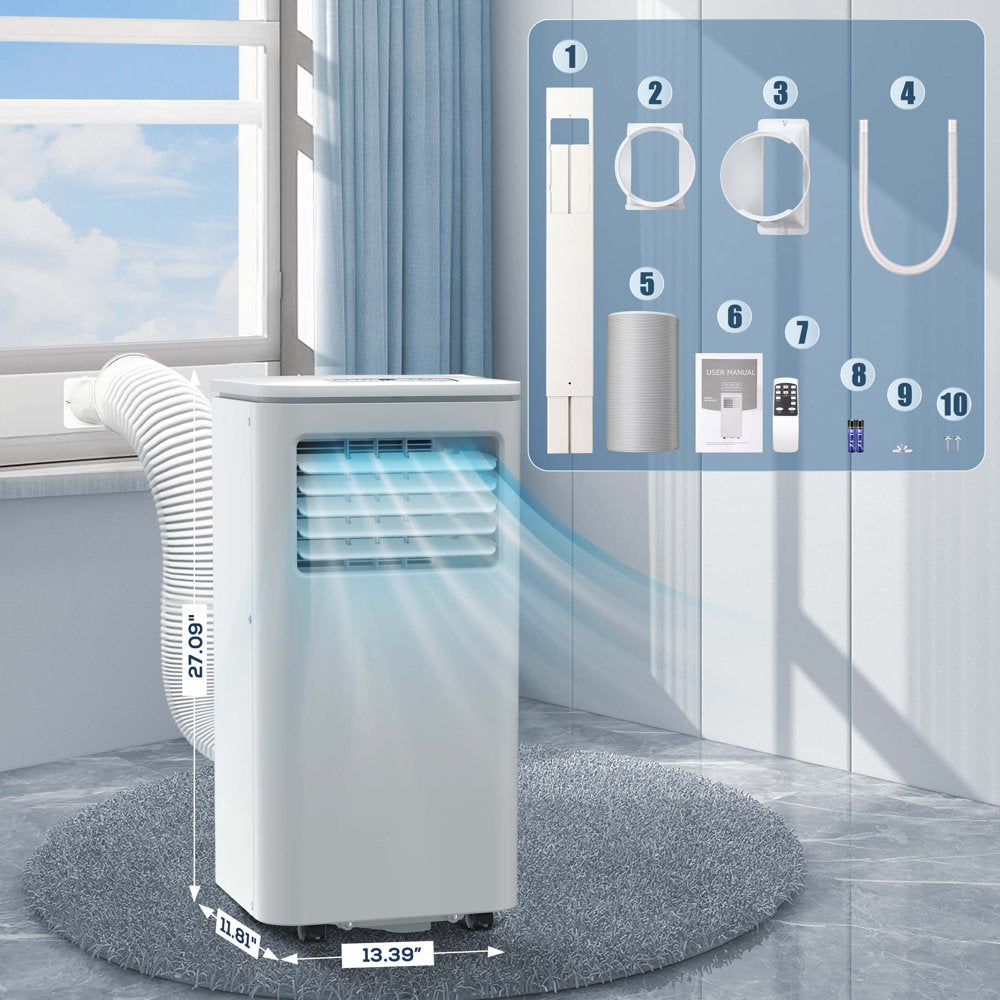 AGLUCKY 5000BTU(8000 BTU Ashrae)Portable Air Conditioner, 250 Sq.Ft 3 in 1 AC with 24-Hour Timer, Suitable for Families