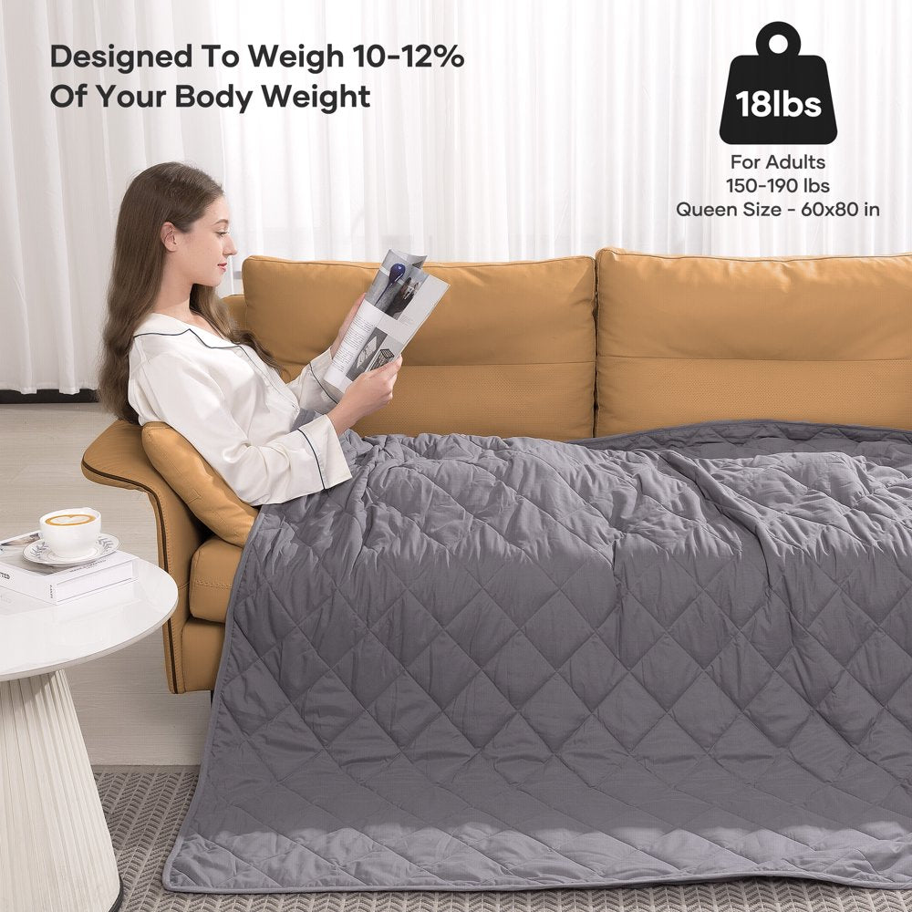 MARNUR Weighted Blanket 18 lbs Queen Size Heavy Breathable Cooling Blanket for Adults, 60" x 80", Gray