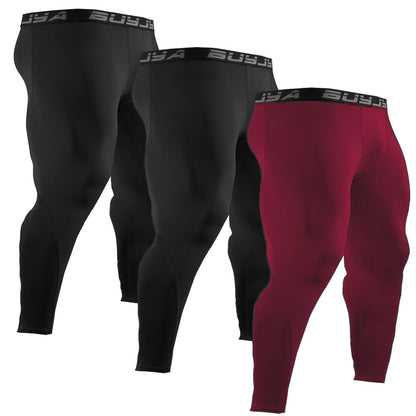 BUYJYA 3Pack Men's Compression Pants Gym Tights Mens Leggings for Sports Yoga Workout Clothes