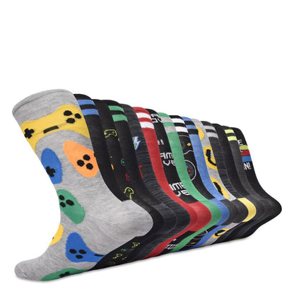 Wonder Nation Boys' Gamer Crew Socks, 15 -Pack, Size M (Shoe Size 9-2.5)