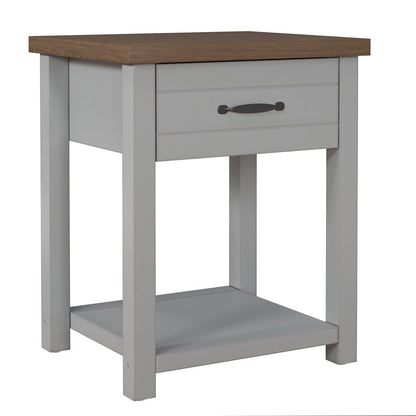 Hillsdale Lancaster Farmhouse Oak Top 1 Drawer Nightstand, Set of 2, Gray