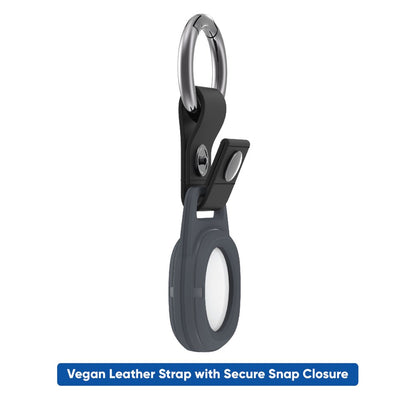 Onn. Airtag Rugged Holder with Carabiner-Style Ring - Gray