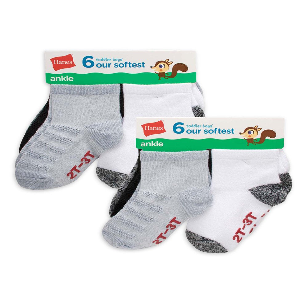 Hanes Toddler Boys Ankle Socks, 12 Pack, Sizes 12M-5T