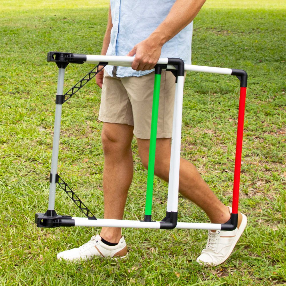  Foldable Ladder Toss Game, Red, Green and Black