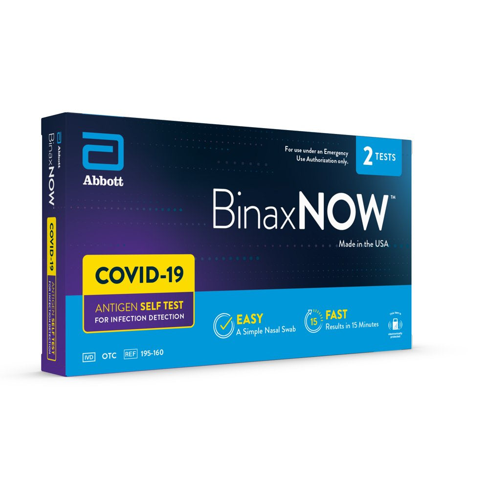 BinaxNOW COVID‐19 Antigen Self Test, 1 Pack, Double, 2-count, At Home COVID-19 Test, 2 Tests