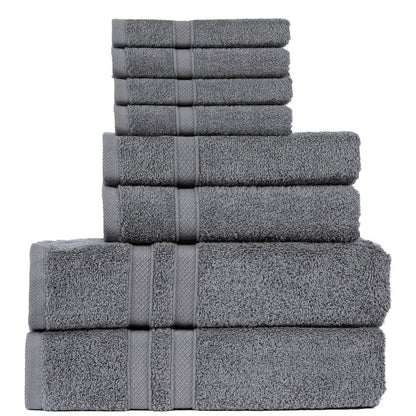 Living Fashions 8 Pack Towel Set - 2 Bathroom Towels, 2 Hand Towels, 4 Wash Cloths Bathroom Set - Plush & Absorbent 100% Ring Spun Cotton Bath Sets - Bath Towels, Hand Towels, Washcloths Bathroom Sets