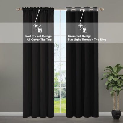 Deconovo Blackout Curtains Rod Pocket Curtain Panels Thermal Insulated Curtains for Dining Room 52 W x 54 L inch 2 Panels