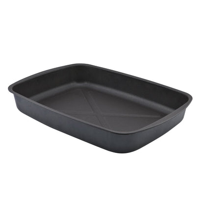  Nonstick Steel Roasting Pan and Rack Set, 2-Piece, 17.5" X 12.75" X 2.7", Gray