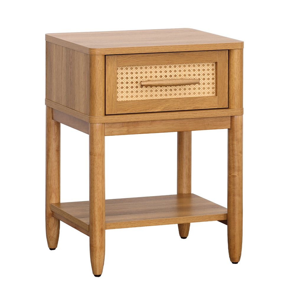 Better Homes & Gardens Springwood Caning Nightstand, Light Honey Finish