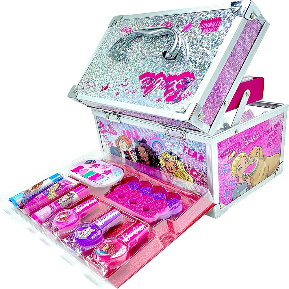 Barbie - Townley Girl Kids' Makeup Set With Train Case for Ages 3+