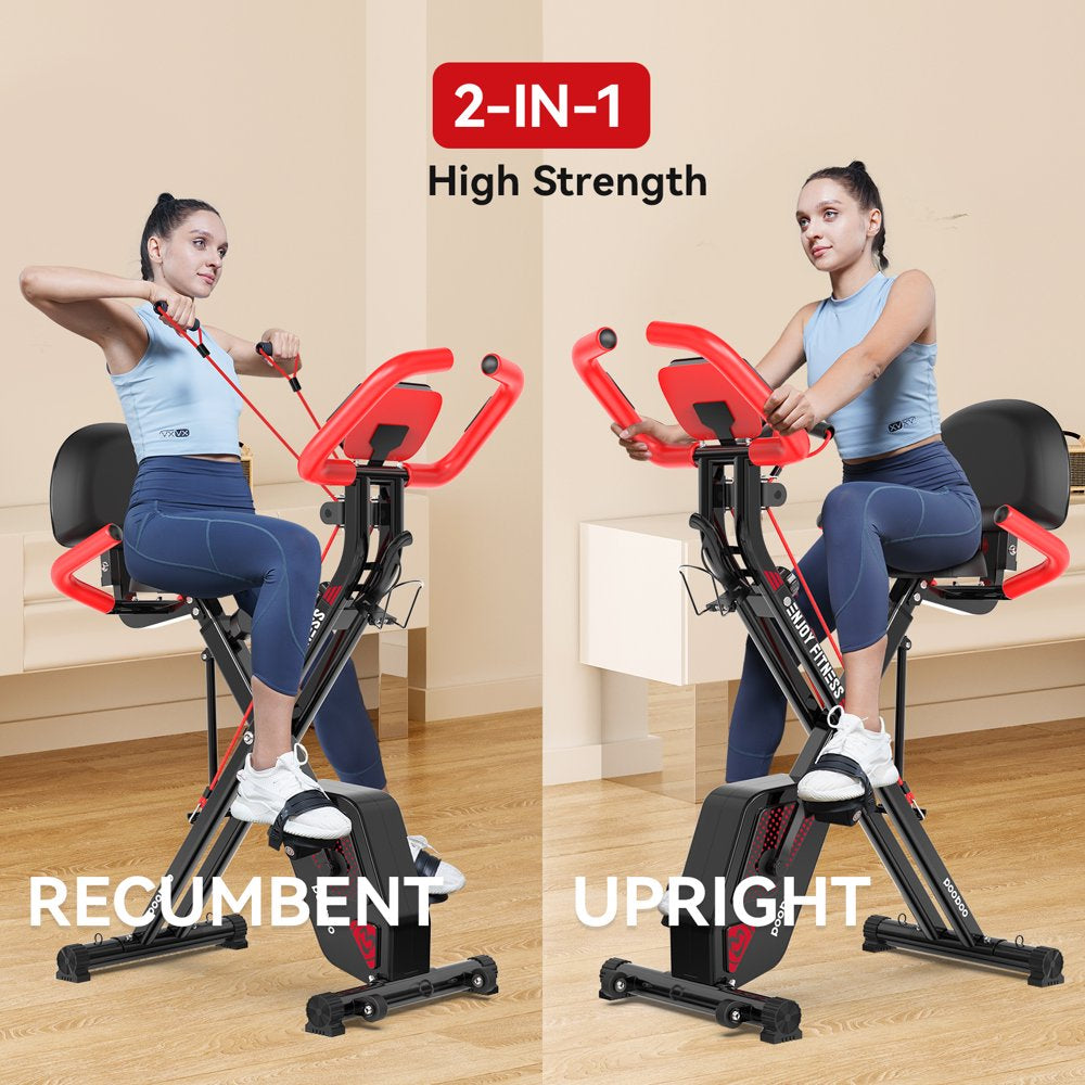 3In1 Foldable Exercise Bike Indoor Cycling Bike Magnetic Stationary Bike Fitness Gym Workout 300Lb