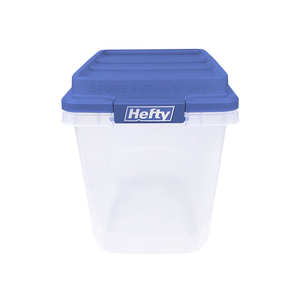 Hefty 32 Qt. Clear Storage Bin with Blue HI-RISE Lid