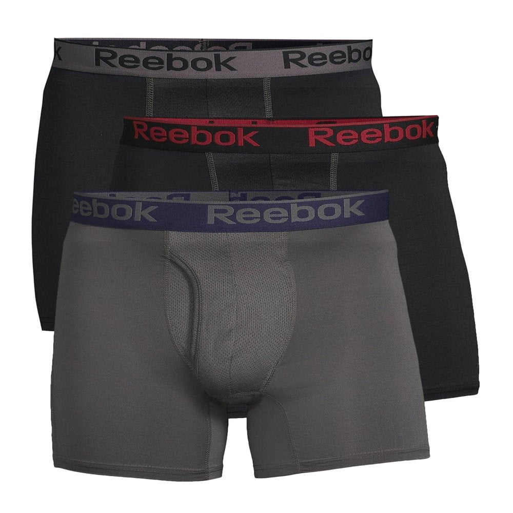 Reebok Men's Pro Series Performance Boxer Brief Extended Length Underwear 7.5 Inch, 3 Pack