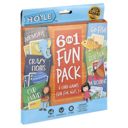 Hoyle 6 In 1 Fun Pack Kids Card Games - Memory, Go Fish, Crazy Eights,  Matching, Old Maid, Slap Jack