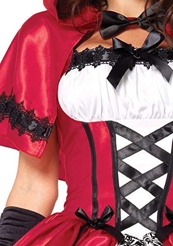 Leg Avenue Womens - 2 Piece Gothic Red Riding Hood Set Sexy Hooded Cape and Peasant Dress for Women adult exotic costumes, Red/White, Small US