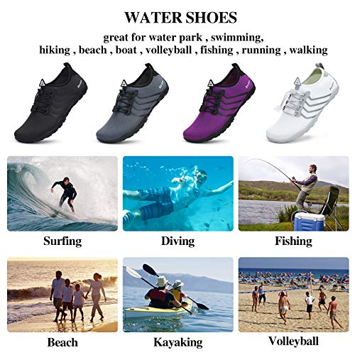 Racqua Pool Shoes Quick Dry Barefoot Water Aqua Sport Beach Swim Surf Diving for Men Women Black 10 Women/9 Men