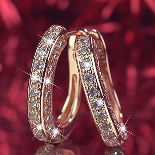 Creative Earring for Women Rhinestone Decoration Ear Stud Rings Hoop Earrings Women Girl Charming Jewelry Gift (Silver)