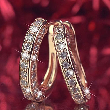 Creative Earring for Women Rhinestone Decoration Ear Stud Rings Hoop Earrings Women Girl Charming Jewelry Gift (Silver)