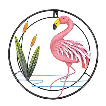 huangpai Metal Flamingo Wall Art, Porch Front Door Wall Decor, Room, Outdoor, Club, Bars, Front Door, Metal Hanging Wall Art Décor