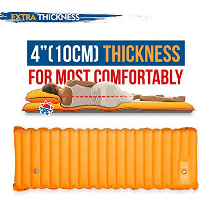 ZOOOBELIVES Extra Thickness Inflatable Sleeping Pad with Built-in Pump, Most Comfortable Camping Mattress for Backpacking, Car Traveling and Hiking, Compact and Lightweight - Airlive2000