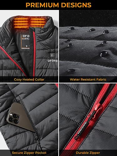 ORORO Women's Lightweight Heated Vest with Battery Pack (Black,M)