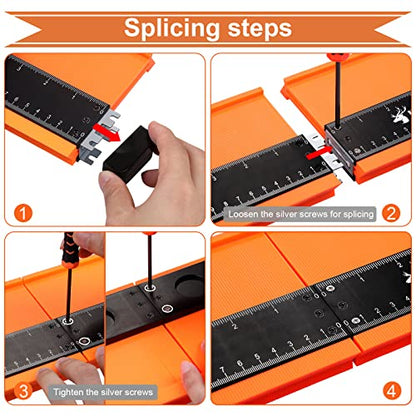 JOREST Connectable Contour Gauge (10+5 Inch), Profile Duplicator with Lock, Gifts for Man Father Husband Carpenter Masonry DIY Enthusiast, Outline Marking Tool for Woodworking Floor/Carpet/Tile Laying