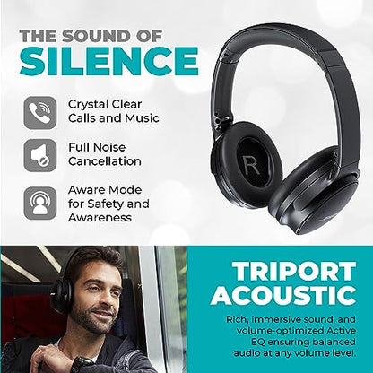 Bose QuietComfort 45 Headphones Bundle with QC15 Airplane Jack Adapter, Audio Cable, Cloth - Bluetooth Wireless Noise Canceling Headphones, Over Ear Headphones Bose Noise Cancelling Headphones (Black)