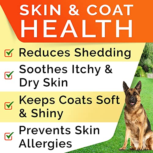 Fish Oil Omega 3 Treats for Dogs - Allergy and Itch Relief - Skin and Coat Supplement - Joint Health - Wild Alaskan Salmon Oil - Shedding, Itchy Skin Relief - Omega 3 6 9 - EPA & DHA - 180 treats