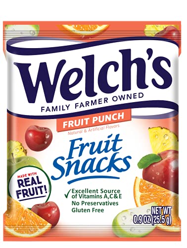 Welch's Fruit Snacks, Fruit Punch & Island Fruits Variety Pack, Gluten Free, Bulk Pack, Individual Single Serve Bags, 0.8 oz (Pack of 40)