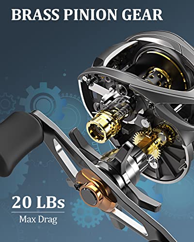 Tempo VertixLP Baitcaster Reels, Ultralight Low Profile Baitcasting Reel, Super Smooth 9+1 BB, Magnet Braking System, 20LB Carbon Fiber Drag 6.6:1 Gear Ratio, Freshwater Fishing Reel for Catfish Bass