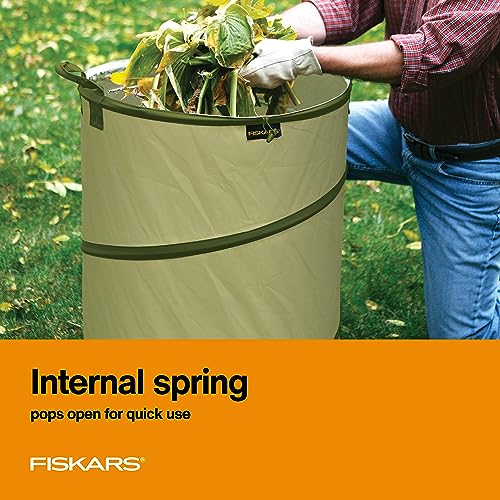 Fiskars Kangaroo Collapsible Garden Bag - 30 Gallon Lawn and Leaf Bag - Container for Lawn Care and Gardening - Green