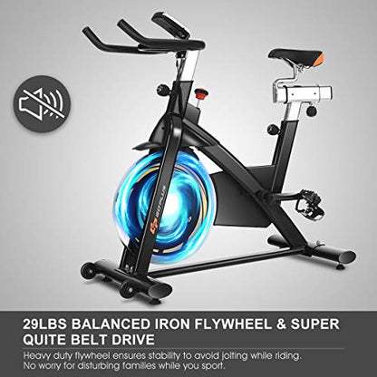 Goplus Indoor Cycling Bike, Stationary Bicycle with Flywheel and LCD Display, Cardio Fitness Cycle Trainer Professional Exercise Bike for Home and Gym Use (30 LBS Flywheel)
