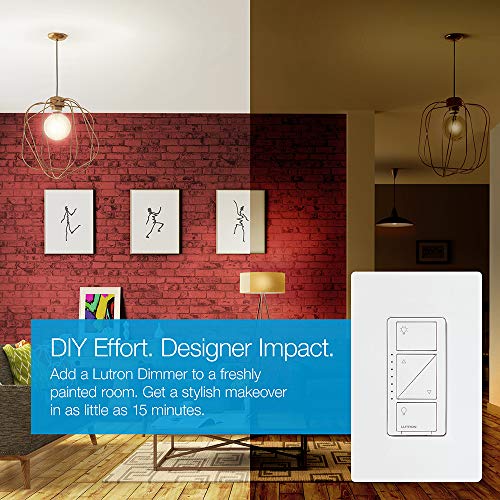 Lutron Caseta Deluxe Smart Dimmer Switch (2 Count) Kit with Caseta Smart Hub | Works with Alexa, Apple Home, Ring, Google Assistant | P-BDG-PKG2W-A | White