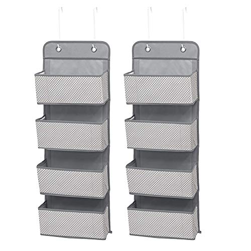 Delta Children 4 Pocket Over The Door Hanging Organizer - 2 Pack, Easy Storage/Organization Solution - Versatile and Accessible in Any Room in the House, Cool Grey