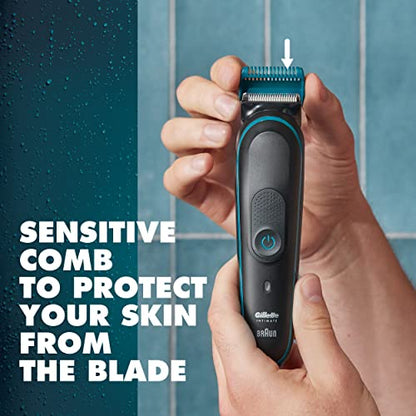 Gillette Intimate Men's Pubic Hair Trimmer, SkinFirst Pubic Hair Trimmer for Men, Waterproof, Cordless for Wet/Dry Use, Shaver for Men, Lifetime Sharp Blades, Includes Anti Chafe Stick, Gift Set