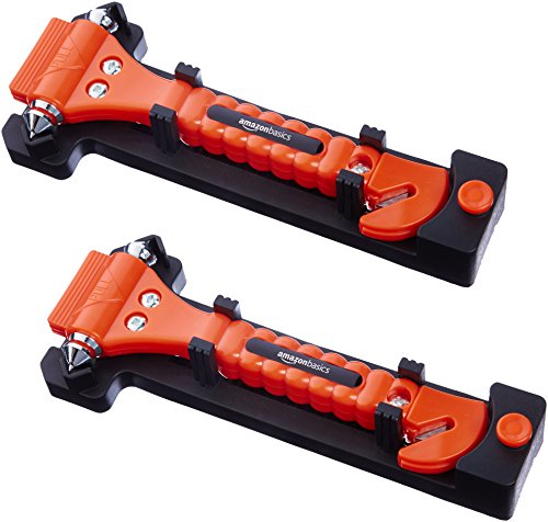 Amazon Basics Emergency Seat Belt Cutter and Window Hammer Tool, Car Accessories, 2 Pack