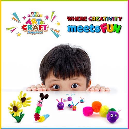 WAU CRAFTS Arts and Crafts Supplies for Kids - 1750 pcs Crafting for School Kindergarten Homeschool - Supplies Set for Kids Craft Art - Supply Kit for Toddlers and Kids Age 2 3 4 5 6 7 8 9