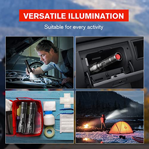 LETMY LED Tactical Flashlight S1000 PRO - 2 Pack Bright Military Grade Flashlights High Lumens - Portable Handheld Flash Lights with 5 Modes, Zoomable, Waterproof for Camping Outdoor Emergency