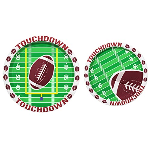 Football Decoration Party Supplies Kit Serve 25, Includes Dinner Plates, Dessert Plates, Napkins, Cups,and Football Tablecloth Perfect for Football Birthday Party Football Gameday Tailgate Party