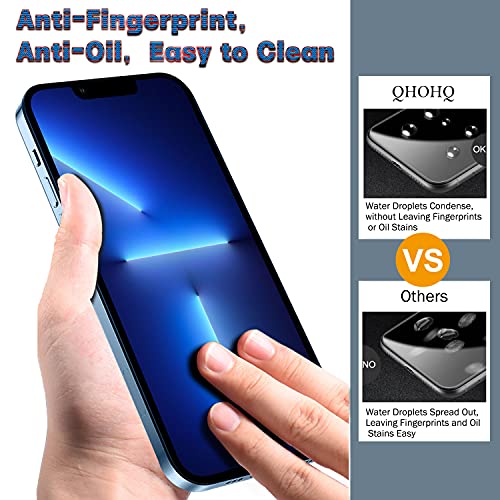 QHOHQ 3 Pack Screen Protector for iPhone 13 Pro Max 6.7" with 3 Pack Tempered Glass Camera Lens Protector, Ultra HD, 9H Hardness, Scratch Resistant, Easy Install - Case Friendly