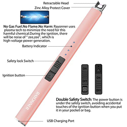 RAYONNER Electric Candle Lighter Rechargeable USB Arc Lighter