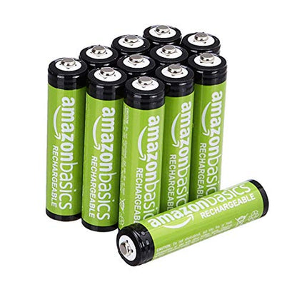 Amazon Basics 12 Pack AAA 800 mAh Rechageable Batteries with 4-Hour Rapid Battery Charger Set, Overcharge Protection, Pre-Charged