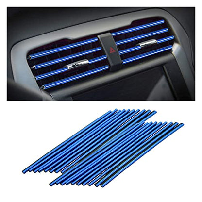 8sanlione 20 Pieces Car Air Conditioner Decoration Strip for Vent Outlet, Universal Waterproof Bendable Air Vent Outlet Trim Decoration, Suitable for Most Air Vent Outlet, Car Accessories (Ice Blue)