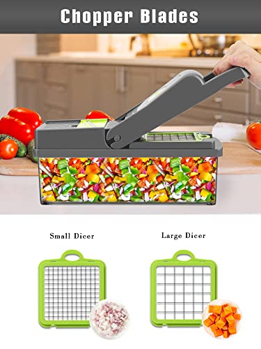 SPLMIFA Vegetable Chopper - Adjustable Vegetable Slicer - Kitchen Gift Gadget Slicer for Salad Potatoes Carrots Garlic with Container Onion Chopper with Container - Professional Food Chopper 12 in 1